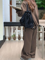 Casual Letter Printed Crew Neck Raglan Sleeve Sweatshirt And Sweatpants Set