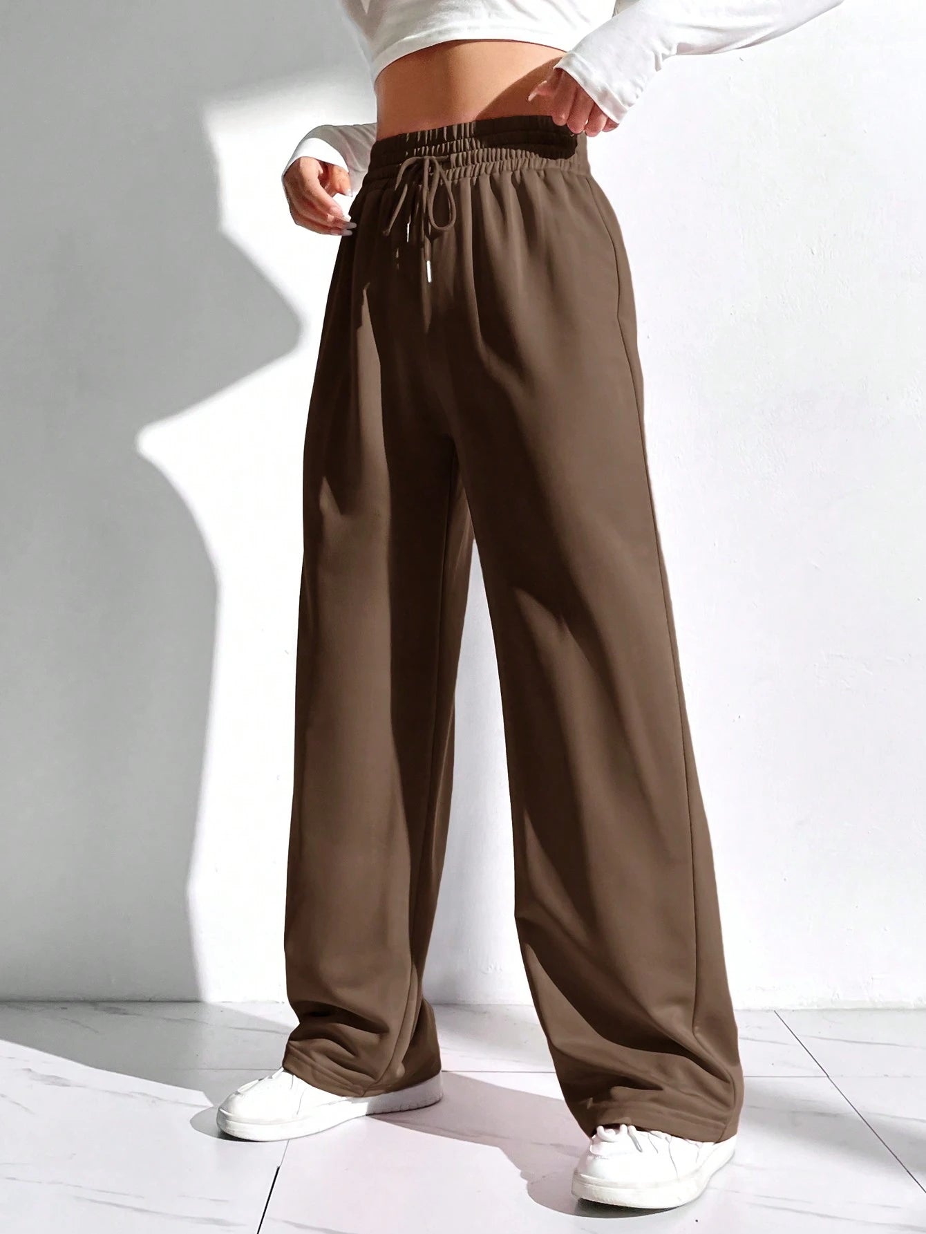 Solid Color Drawstring Waist Sweatpants Graduation, Back To School Outfits