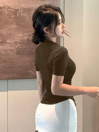 Slim Fit Casual Turndown Collar Short Sleeve T-Shirt