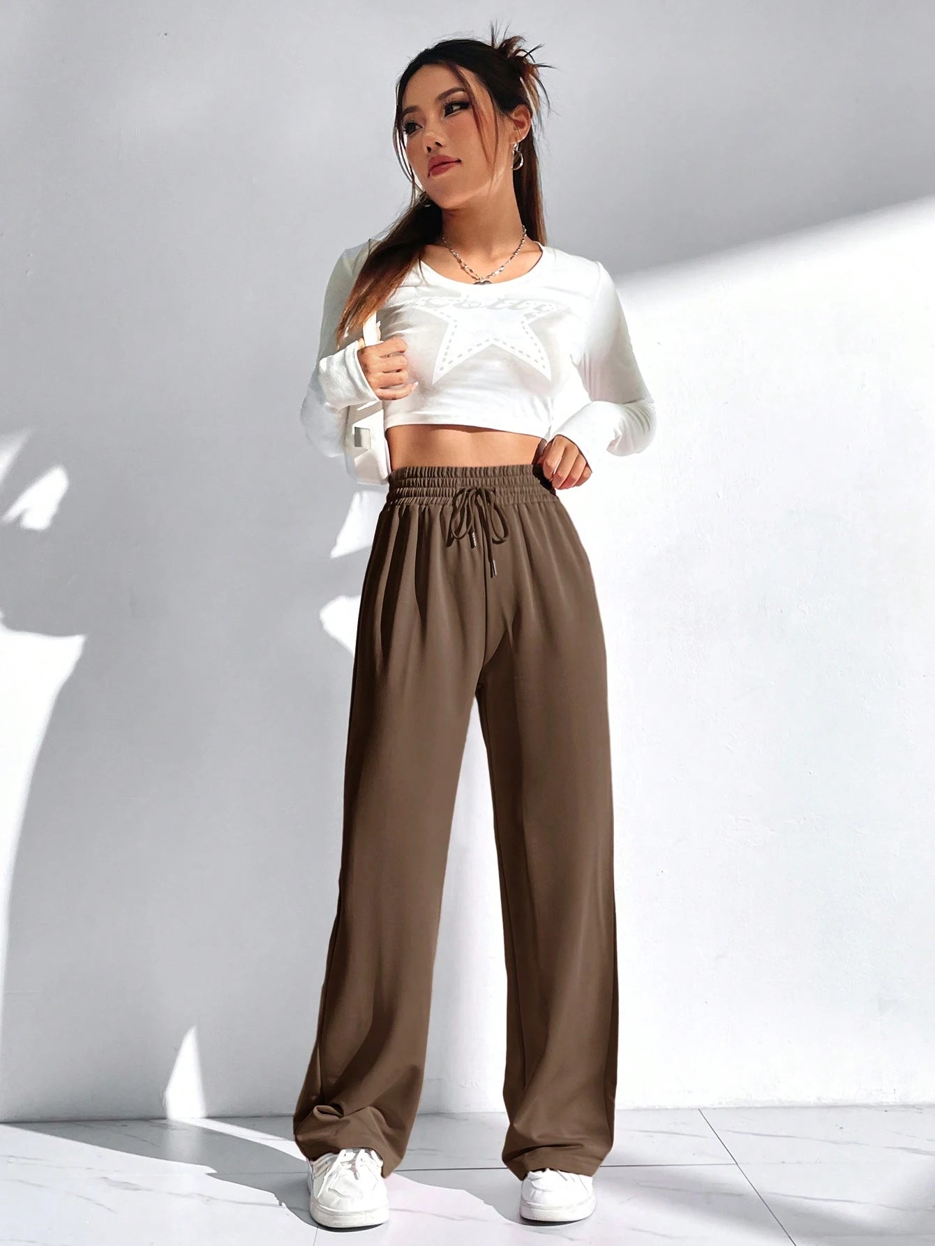 Solid Color Drawstring Waist Sweatpants Graduation, Back To School Outfits
