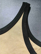 Slim Fit Stretch V-Neck Cropped Top with Contrast Trim