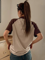 Printed Color Block Short Sleeve T-Shirt Summer, Crop Tops Women