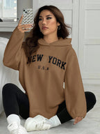 2pcs/Set Women Letter Embroidery Hoodie Sweatshirt And Leggings Outfit