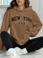 2pcs/Set Women Letter Embroidery Hoodie Sweatshirt And Leggings Outfit