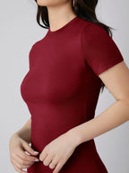 Solid Mock Neck Bodycon Dress