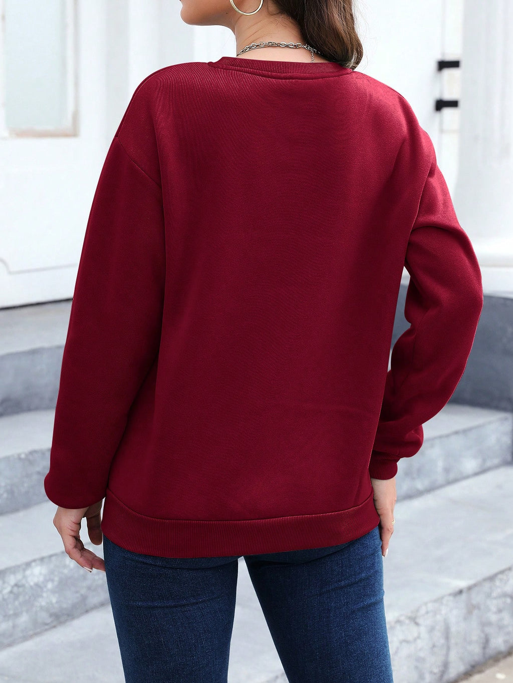 Letter Graphic Drop Shoulder Sweatshirt, Long Sleeve Tops Graduation