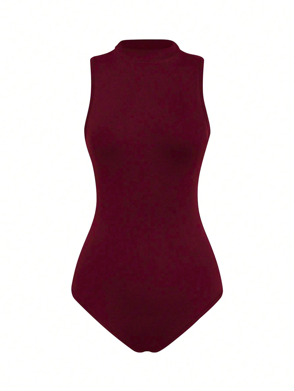 Casual Solid Color Stand Collar Bodysuit