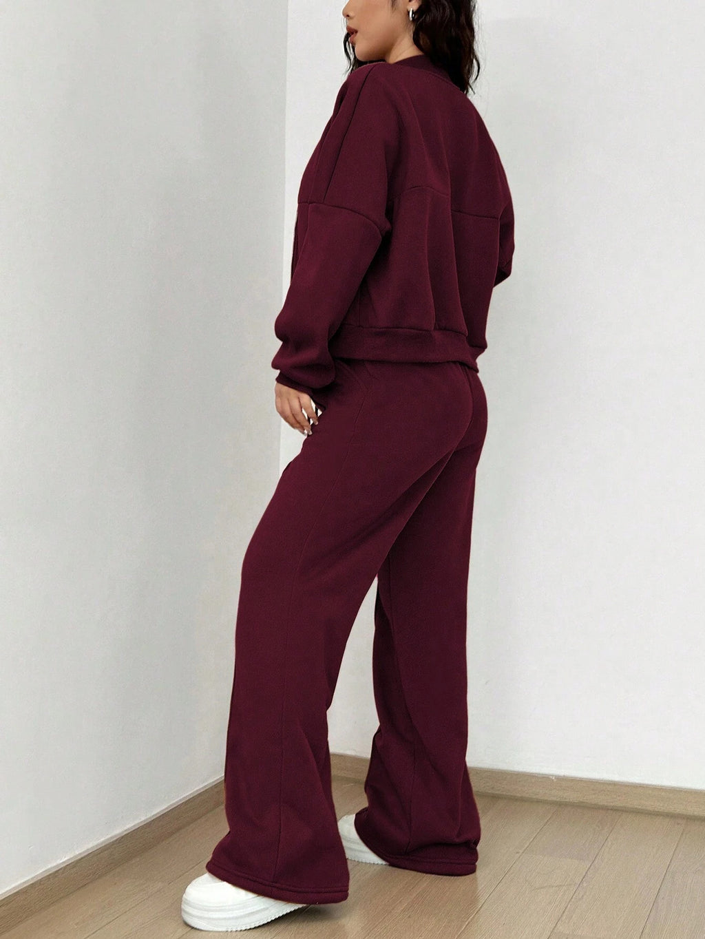 Street Style Camouflage Maple Leaf Print Zipper Sweatshirt & Pants Set