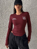 Campus Back To School Sports Jersey Short Sleeve Graphic Curved Hem T-Shirt Jersey