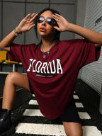 Letter Graphic Drop Shoulder Oversized Tee