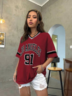 Loose-Fit V-Neck Drop-Shoulder T-Shirt