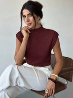 High Neck Loose Casual Versatile Sleeveless Knit Sweater