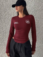 Campus Back To School Sports Jersey Short Sleeve Graphic Curved Hem T-Shirt Jersey