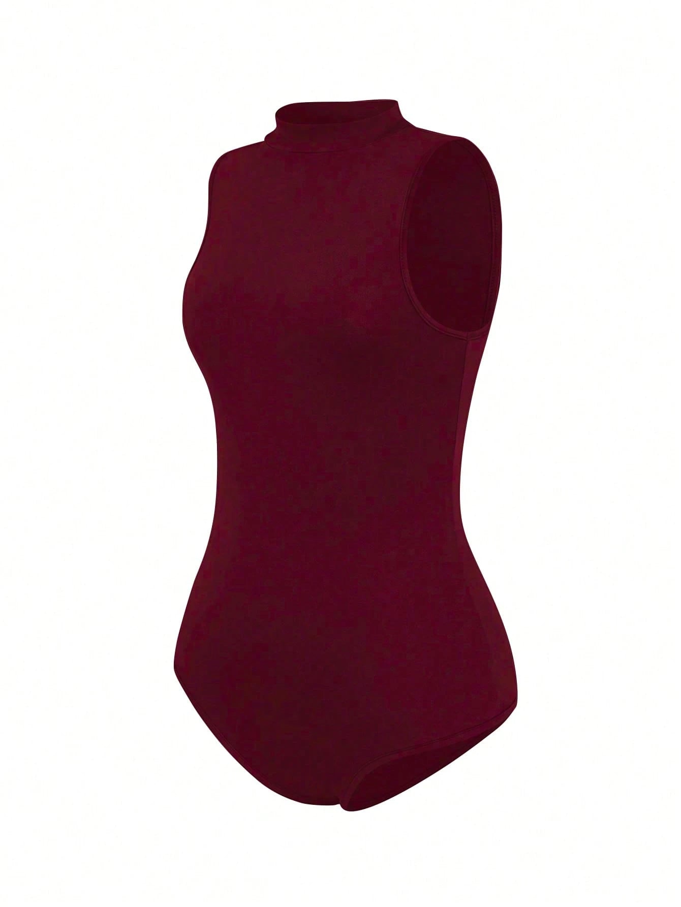Casual Solid Color Stand Collar Bodysuit