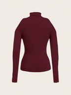 Casual Solid Color Versatile Outdoor Undershirt Hollow Out Long Sleeve Tight Fit T-Shirt