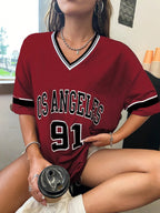 Loose-Fit V-Neck Drop-Shoulder T-Shirt