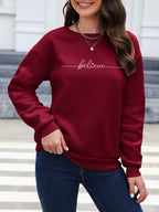 Letter Graphic Drop Shoulder Sweatshirt, Long Sleeve Tops Graduation