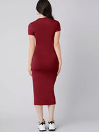 Solid Mock Neck Bodycon Dress