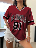 Loose-Fit V-Neck Drop-Shoulder T-Shirt