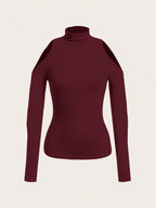 Casual Solid Color Versatile Outdoor Undershirt Hollow Out Long Sleeve Tight Fit T-Shirt