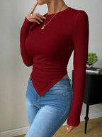 Solid Asymmetrical Hem Tee