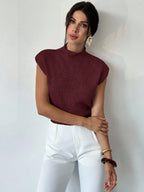 High Neck Loose Casual Versatile Sleeveless Knit Sweater