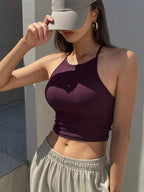 Solid Color Halter Top Going Out Tops Tank Tops