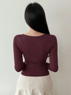 Hollow Out Design Ribbed T-Shirt