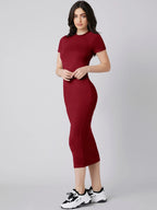 Solid Mock Neck Bodycon Dress
