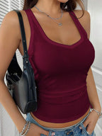 Casual Versatile Solid Color Knit Sports Tank Top
