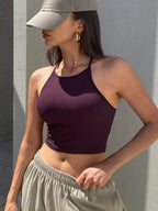 Solid Color Halter Top Going Out Tops Tank Tops