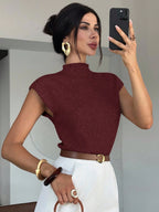 High Neck Loose Casual Versatile Sleeveless Knit Sweater