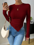 Solid Asymmetrical Hem Tee