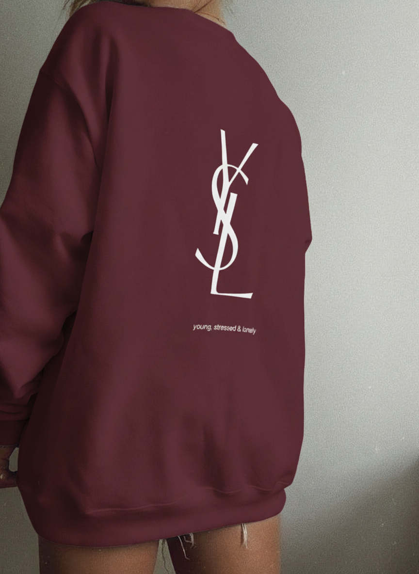 Letter Graphic Thermal Sweatshirt with Letter Print Yves Saint Laurent Long-Sleeve Top