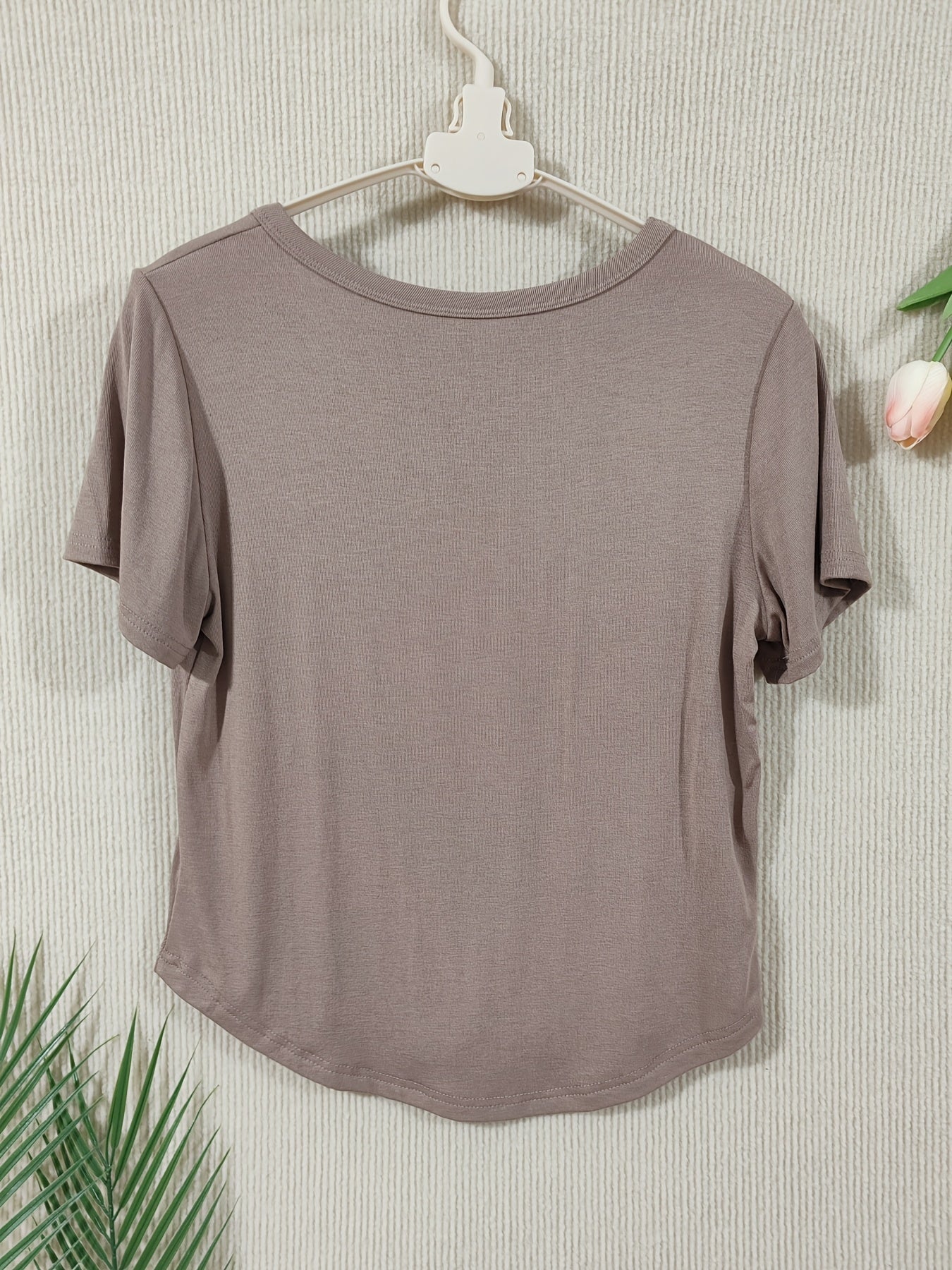 Short Sleeve Crew Neck Casual Solid Color T-Shirt, Slim Fit