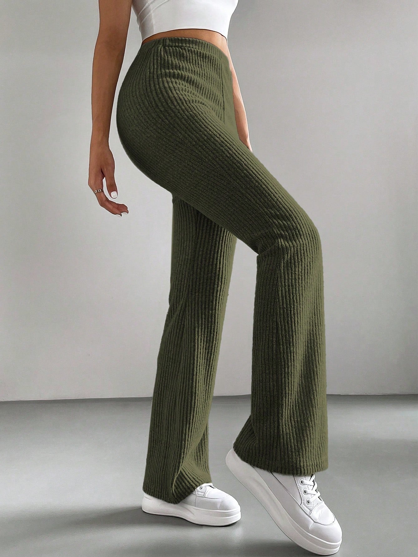 Solid Color High Waisted Pants