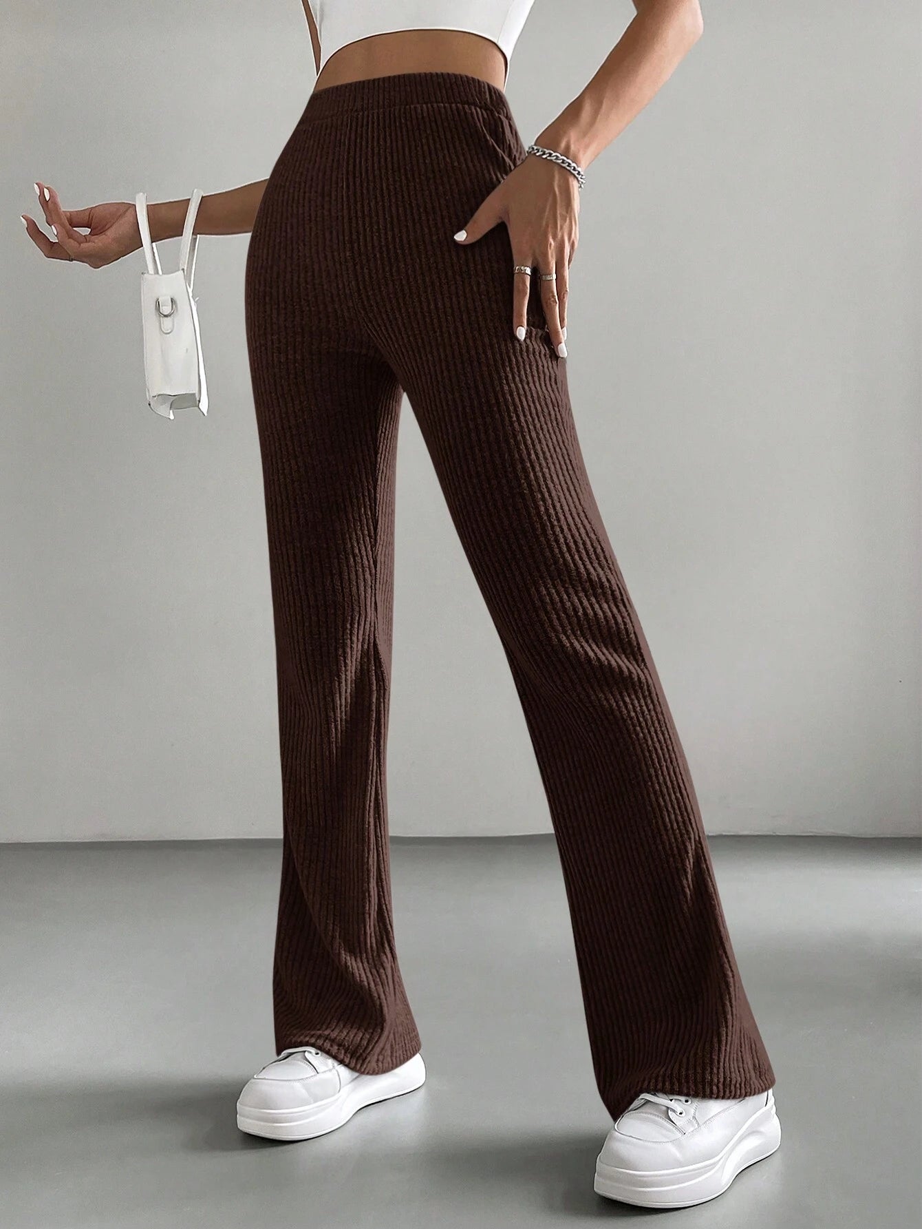 Solid Color High Waisted Pants