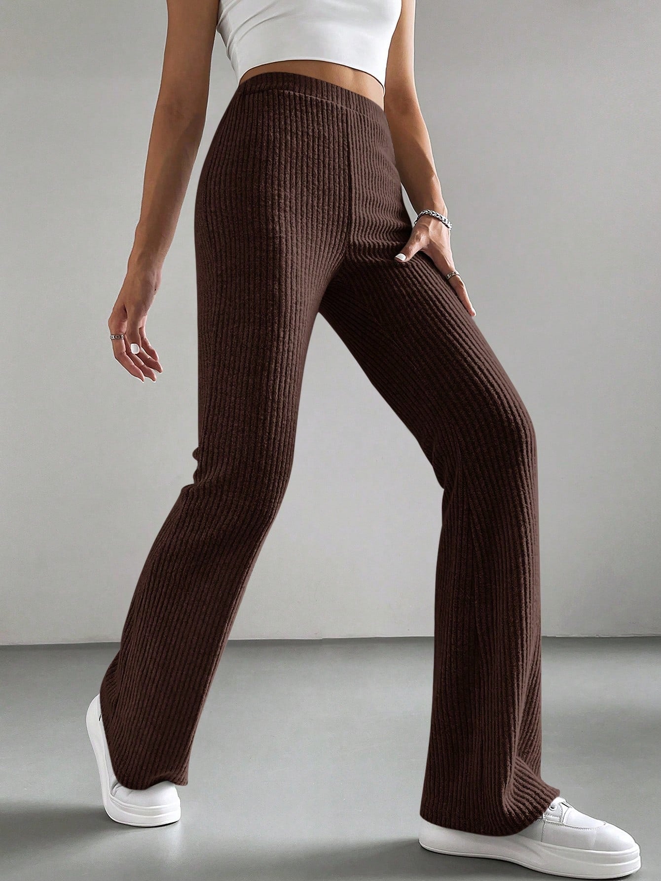 Solid Color High Waisted Pants