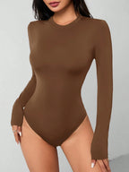 Solid Knit Stretch Fitted Black Bodysuit