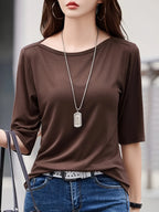 Solid Color Mid-Sleeve T-Shirt
