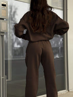 Solid Color Casual 2-Piece Set Fall Cloth