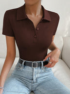 Solid Half Button Bodysuit