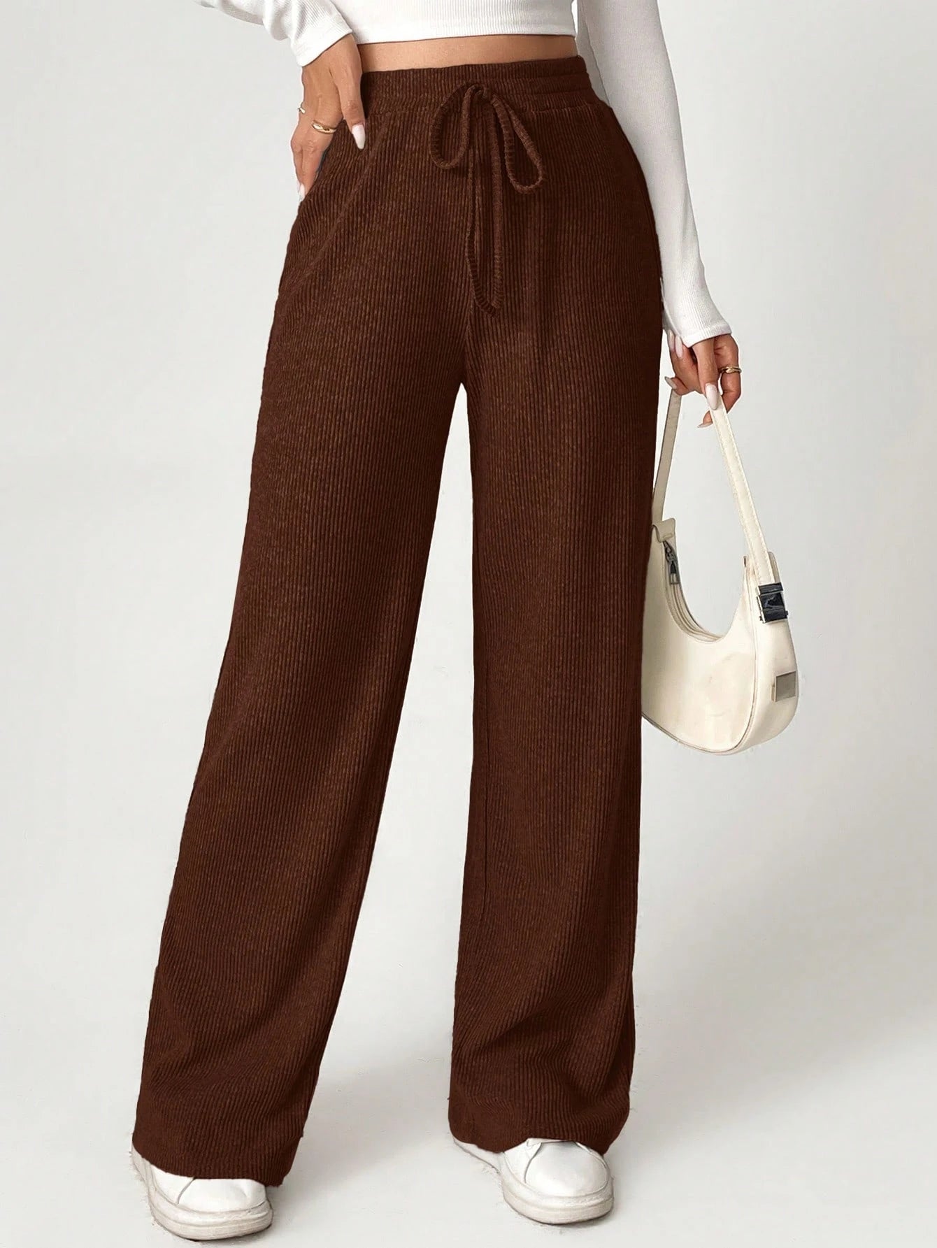 Solid Drawstring Slant Pocket Sweatpants