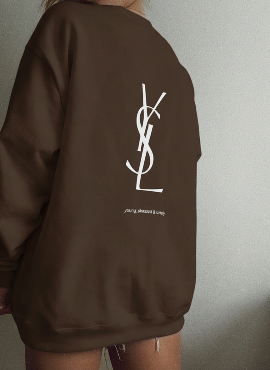 Letter Graphic Thermal Sweatshirt with Letter Print Yves Saint Laurent Long-Sleeve Top