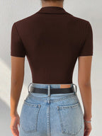 Solid Half Button Bodysuit