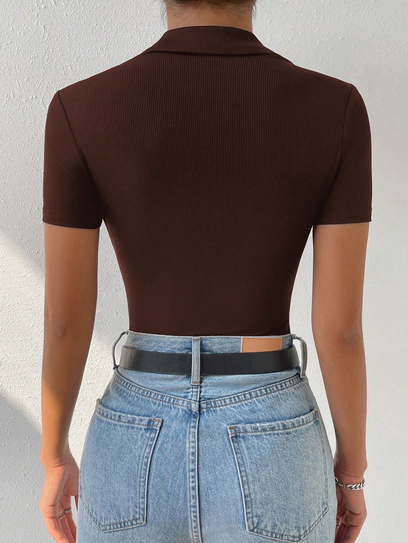Solid Half Button Bodysuit