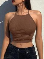 Solid Color Halter Top Going Out Tops Tank Tops