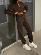 Solid Color Casual 2-Piece Set Fall Cloth