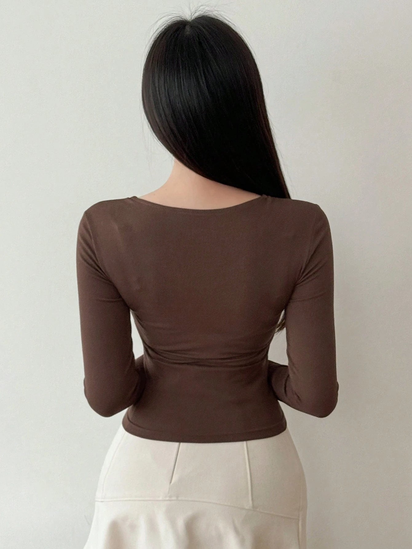 Hollow Out Design Ribbed T-Shirt