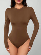 Solid Knit Stretch Fitted Black Bodysuit